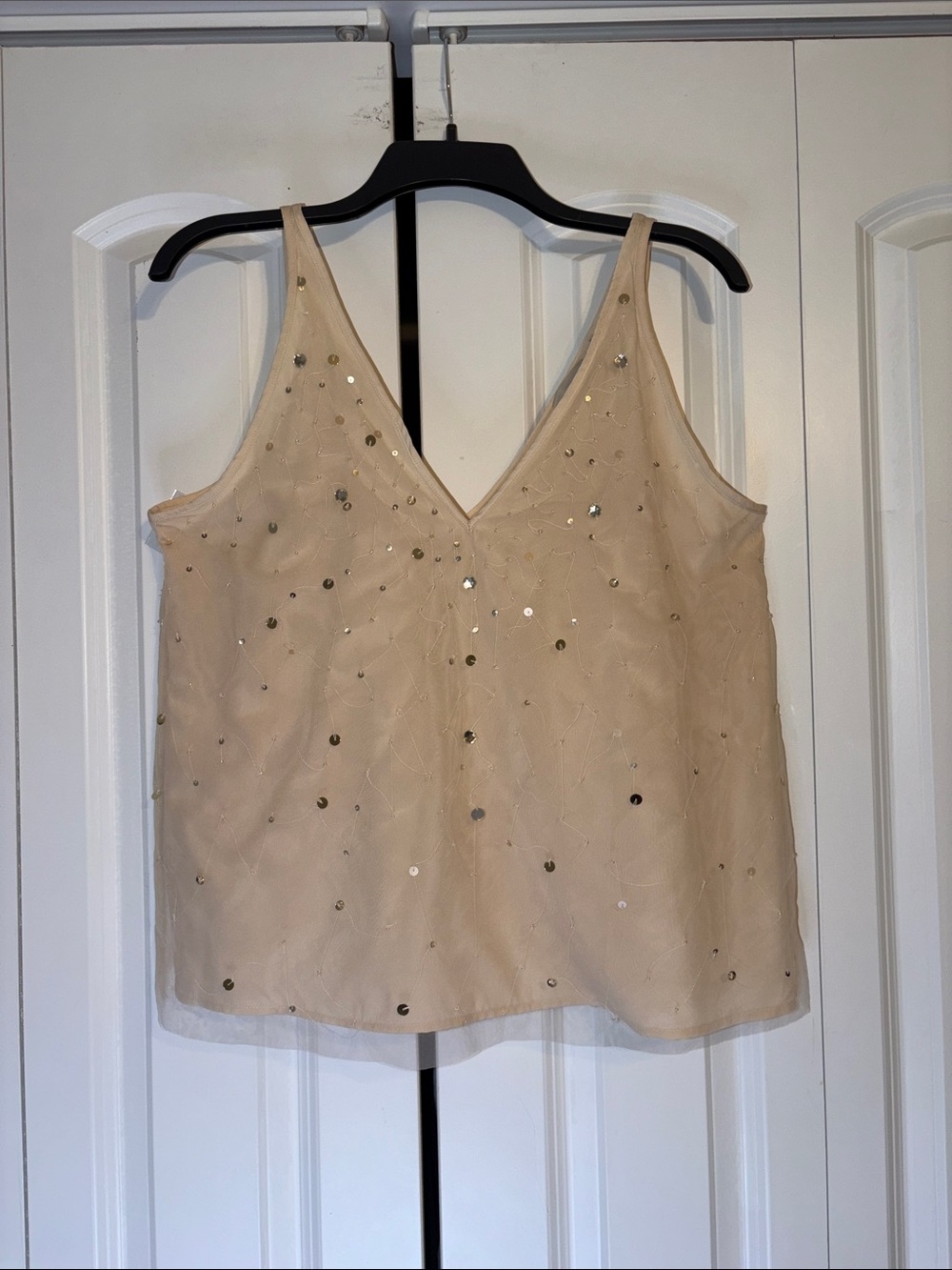 LOFT Beaded V-Neck Camisole - Cream